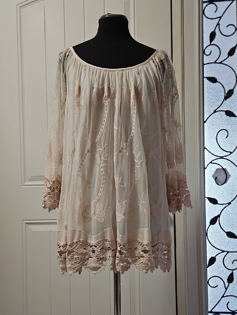 Bellambra Italian Pink Floral Lace Boho Top Size S